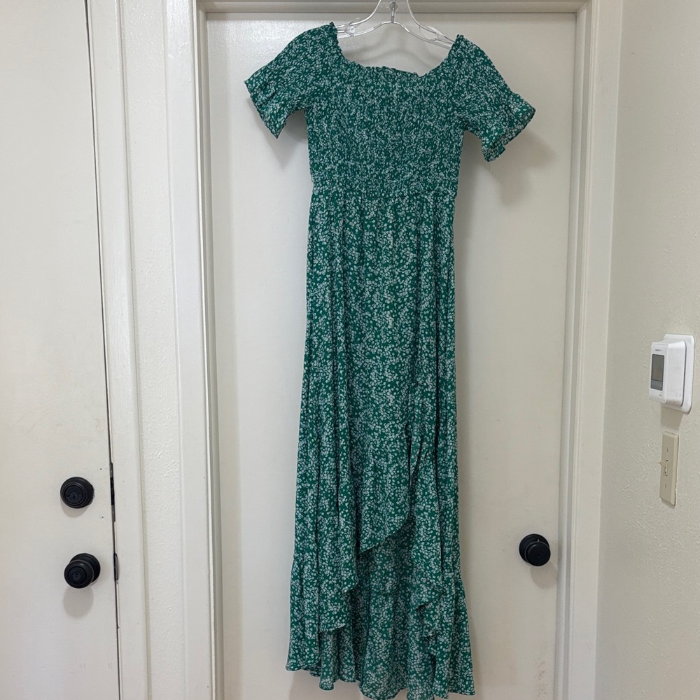 Lulu's Teal Floral Maxi Dress